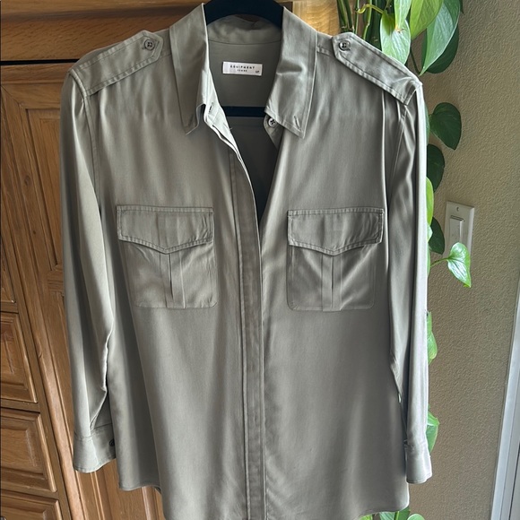 Equipment Femme army green silk blouse - Picture 1 of 6